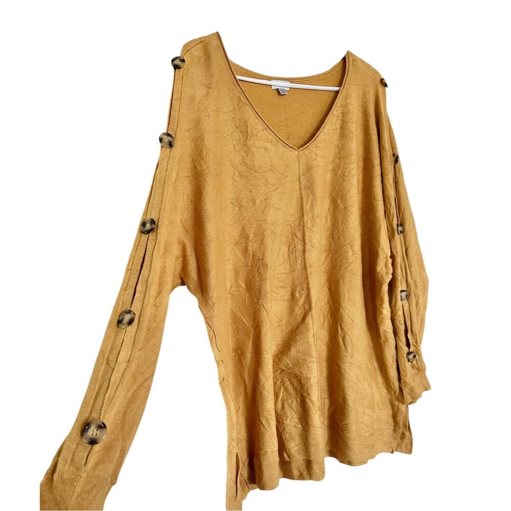 Avenue Button Sleeve Mustard Sweater 18/20 long blouse top work casual yellow